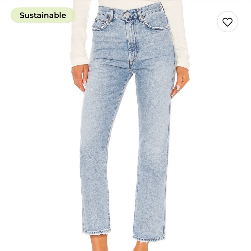 AGOLDE Pinch Waist High Rise Kick Straight Jeans in color Riptide, Size 24